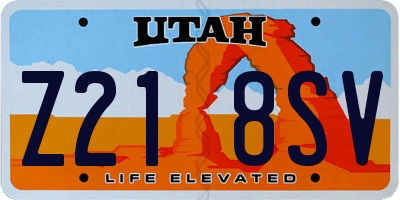 UT license plate Z218SV