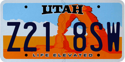 UT license plate Z218SW