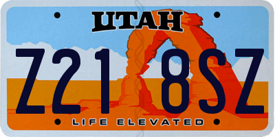 UT license plate Z218SZ