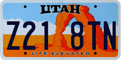UT license plate Z218TN