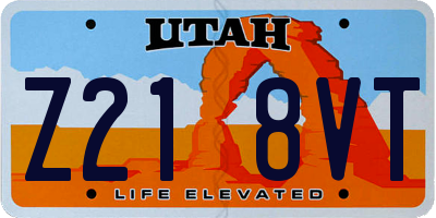 UT license plate Z218VT