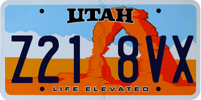 UT license plate Z218VX