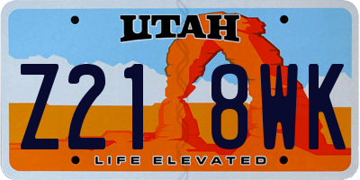 UT license plate Z218WK