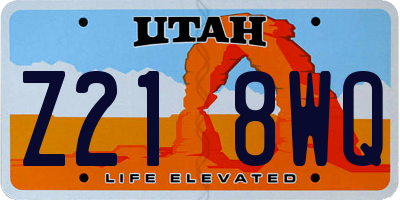 UT license plate Z218WQ