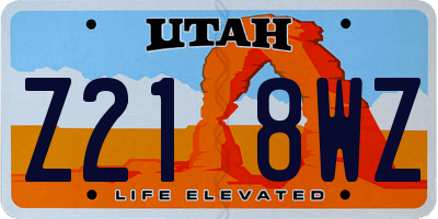 UT license plate Z218WZ