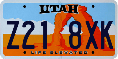 UT license plate Z218XK