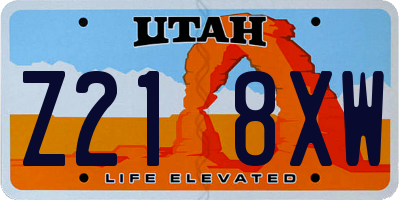UT license plate Z218XW