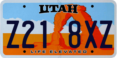 UT license plate Z218XZ