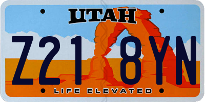 UT license plate Z218YN
