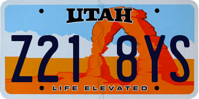 UT license plate Z218YS