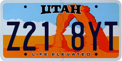 UT license plate Z218YT