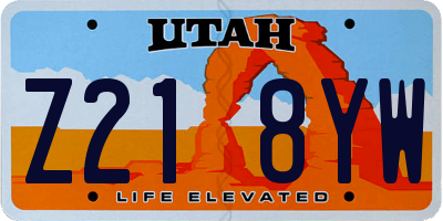 UT license plate Z218YW