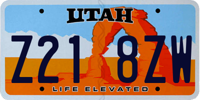 UT license plate Z218ZW
