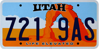 UT license plate Z219AS