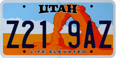 UT license plate Z219AZ
