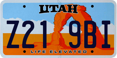 UT license plate Z219BI