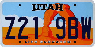 UT license plate Z219BW