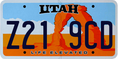 UT license plate Z219CD