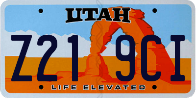 UT license plate Z219CI