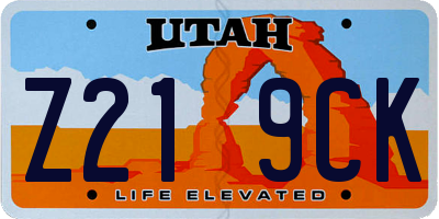 UT license plate Z219CK