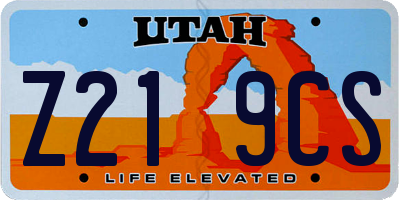 UT license plate Z219CS