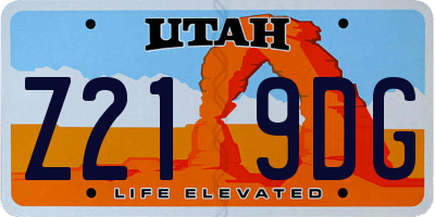 UT license plate Z219DG