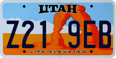 UT license plate Z219EB