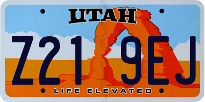 UT license plate Z219EJ
