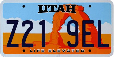 UT license plate Z219EL