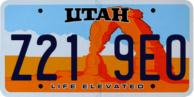 UT license plate Z219EO