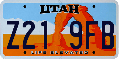 UT license plate Z219FB