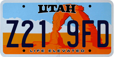UT license plate Z219FD