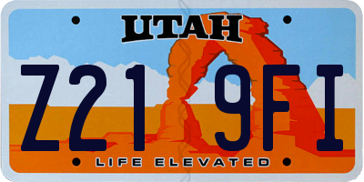 UT license plate Z219FI