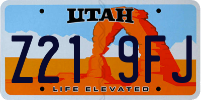 UT license plate Z219FJ