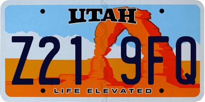 UT license plate Z219FQ