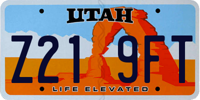 UT license plate Z219FT