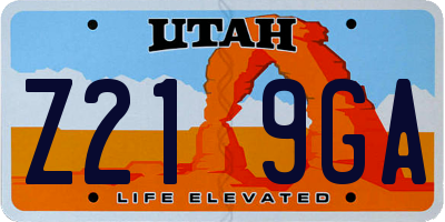 UT license plate Z219GA