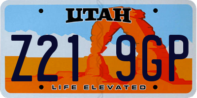 UT license plate Z219GP