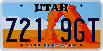 UT license plate Z219GT