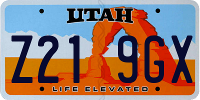 UT license plate Z219GX