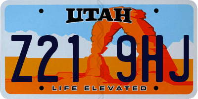 UT license plate Z219HJ