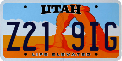 UT license plate Z219IG