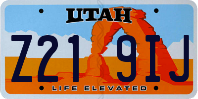 UT license plate Z219IJ