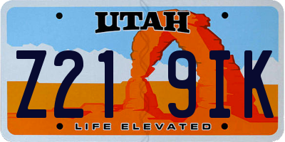 UT license plate Z219IK