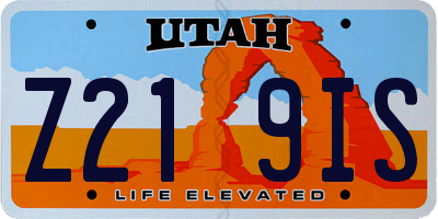 UT license plate Z219IS