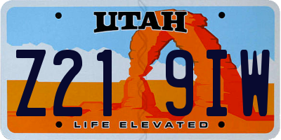 UT license plate Z219IW