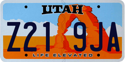 UT license plate Z219JA