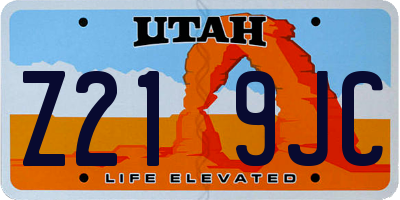 UT license plate Z219JC