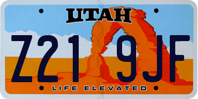 UT license plate Z219JF