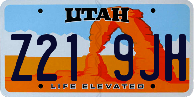 UT license plate Z219JH